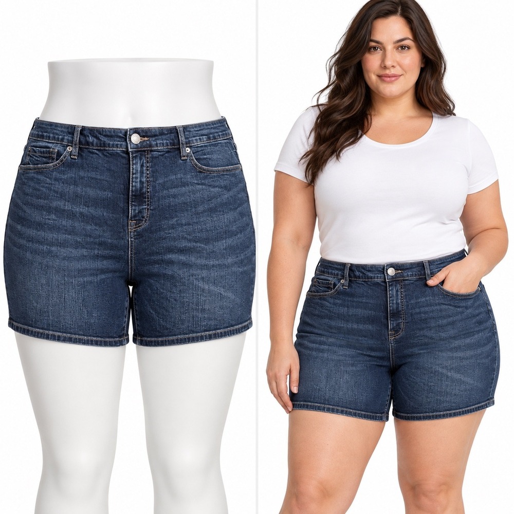 Torrid Denim Shorts Womens 20 Blue High Rise Perfect 5 Inch Vintage Stretch Dark